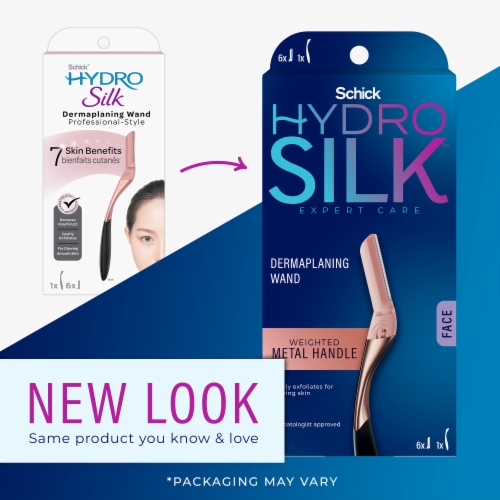Schick Hydro Silk Dermaplaning Wand + 3 Refill Blades for Face Exfoliates for Glowing Skin Perspective: back