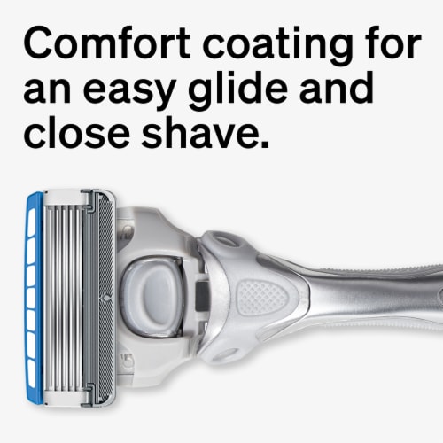 Schick Hydro Dry Skin 5-Blade Razor for Men + 3 Refills with Comfort Coating + Two Hour Moisturizing Perspective: back