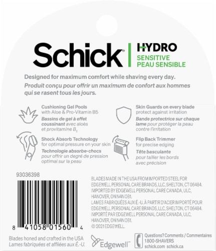 Schick® Hydro 5 Sensitive Refill Cartridges Perspective: back