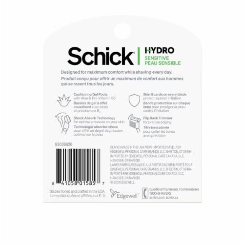 Schick Hydro Sensitive Men's Razor Blade Refills Perspective: back