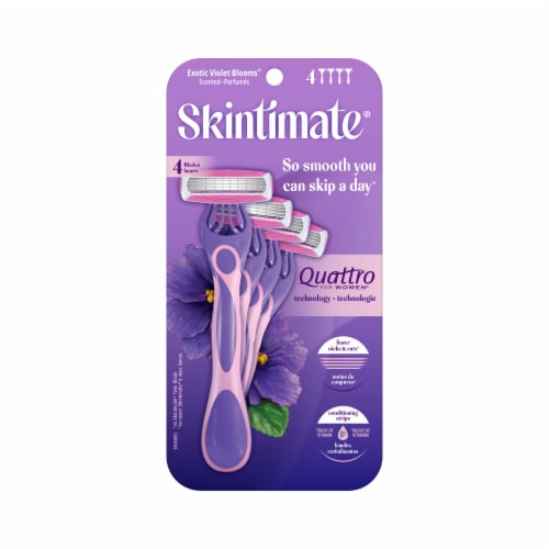 Skintimate Exotic Violet Blooms Disposable Razors Perspective: back