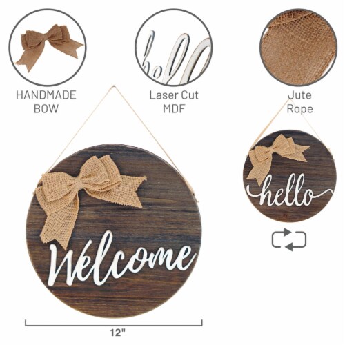 Welcome Hello Reversible Wood Wall Dcor Perspective: back