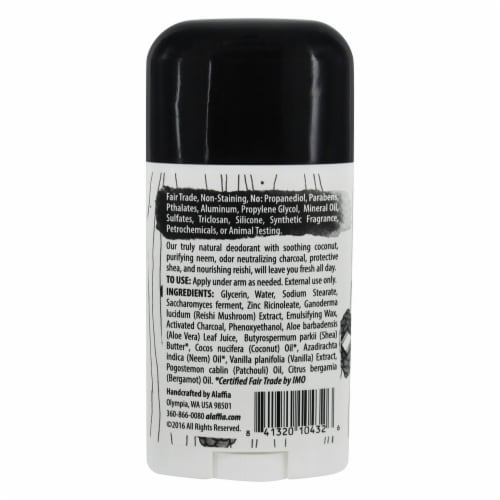 DON'T LIST Alaffia Deodorant with Activated Charcoal & Reishi Coconut Bergamot, 2.65 Ounces Perspective: back