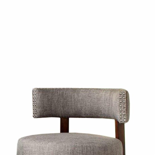 Lynsey Contemporary 29 Barstool With linen Cushion, Light Gray Finish, Set of 2- Saltoro Perspective: back