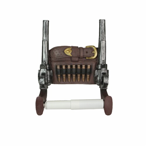 Wipe of the Wild West Double Six Shooter Western Cowboy Toilet Paper Roll Holder Perspective: back