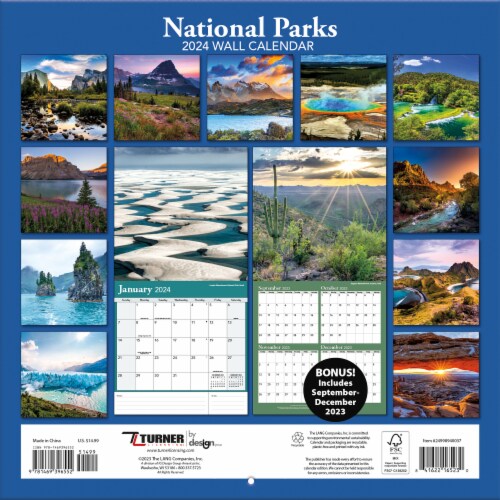 Turner Acquisitions Inc. 2024 National Parks Wall Calendar Perspective: back