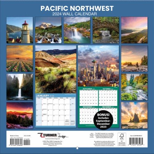 The Lang Companies 2024 Pacific Northwest Wall Calendar Perspective: back