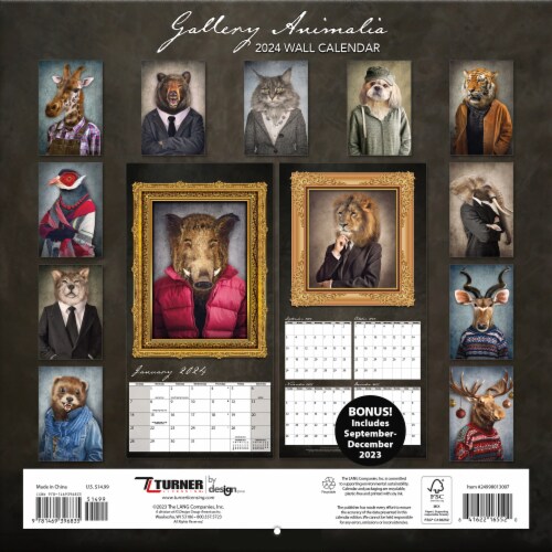 Lang Gallery Animalia 2024 Wall Calendar Perspective: back