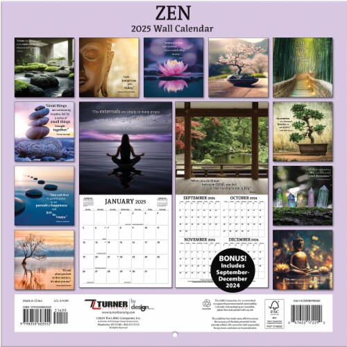 Turner Acquisitions 2025 Zen Wall Calendar Perspective: back