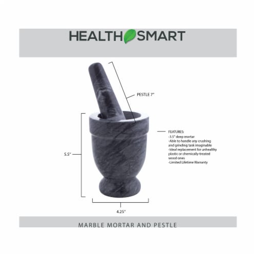 HealthSmart 4 Inch Wide 3.5 Inch Deep Black Marble Mortar and Pestle Perspective: back