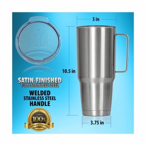 Stainless Steel Double Wall Tumbler With Lid And Handle, Heavy