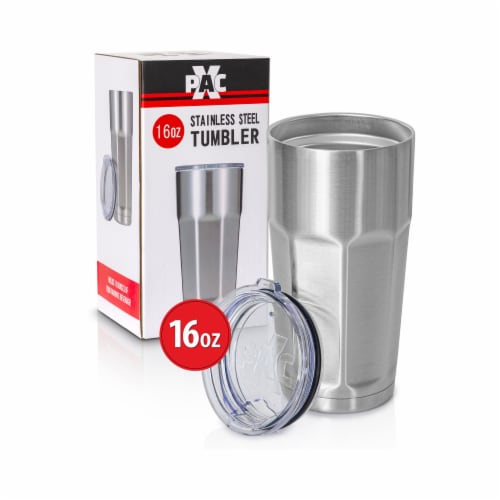 XPAC 16 Ounce Beverage Tumbler w/ Spill Resistant Lid, Stainless Steel, Vacuum Insulated Perspective: back