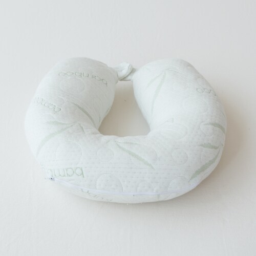 Premium Super-Soft Bamboo Neck/Travel Pillow, U Shape, Memory Foam Filling, Removable and Perspective: back