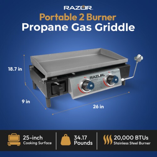 Razor Griddle GGT2130M 25 Inch Portable 2 Burner LP Propane Gas Grill, Steel Perspective: back