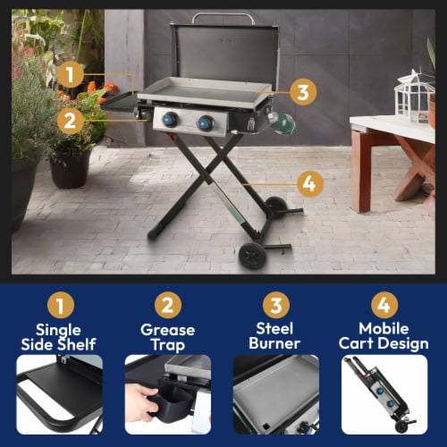 Razor Griddle GGC2030M 25 2 Burner LP Propane Gas with Folding Shelf, Steel Perspective: back