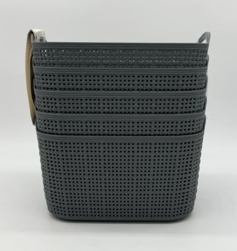Lock Box® Storage Basket Set - Grey Perspective: back