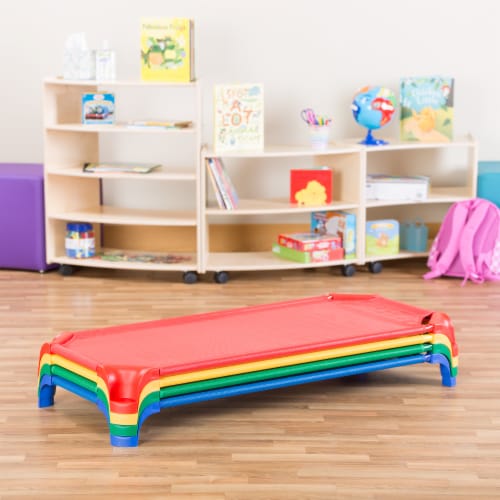 Deluxe Heavy-Duty Standard 52 L Stackable Daycare Cot w/Easy Lift Corners Pack of 4 Perspective: back