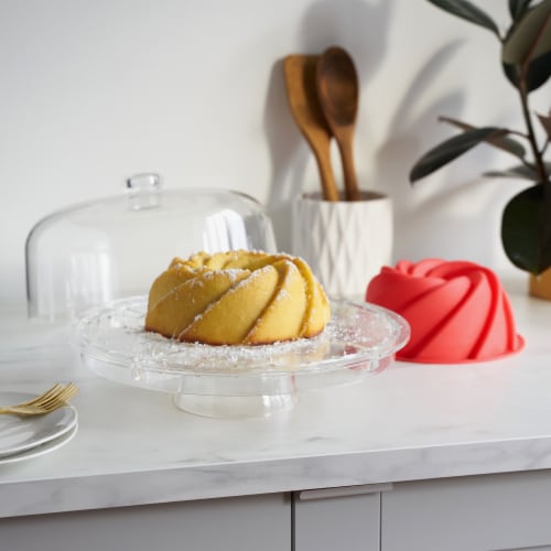 Multi-Functional Acrylic Server with Bundt Cake Mold Perspective: back