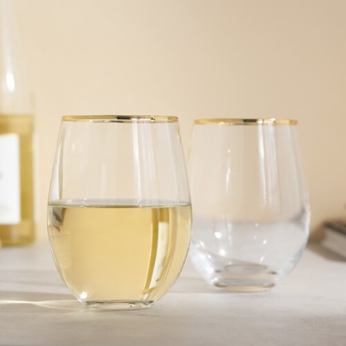 Gilded Stemless Wine Glass Set by Twine Perspective: back
