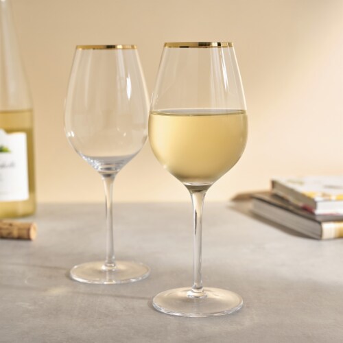 Gilded Stemmed Wine Glass Set TwineÂ® Perspective: back