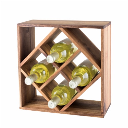 Acacia Wood Lattice Wine Rack by Twine® Perspective: back