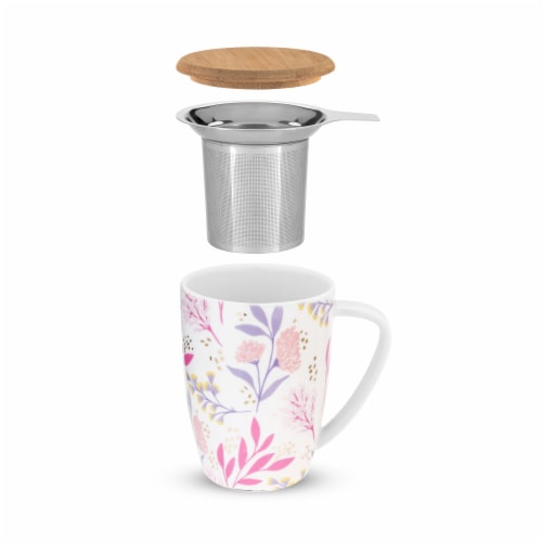 Pinky Up 8182 12 oz Bailey Botanical Bliss Ceramic Tea Mug & Infuser, Multicolor Perspective: back