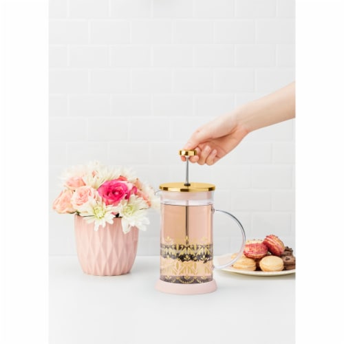 Pinky Up Riley Casablanca Glass Tea Press Pot- Gold Perspective: back