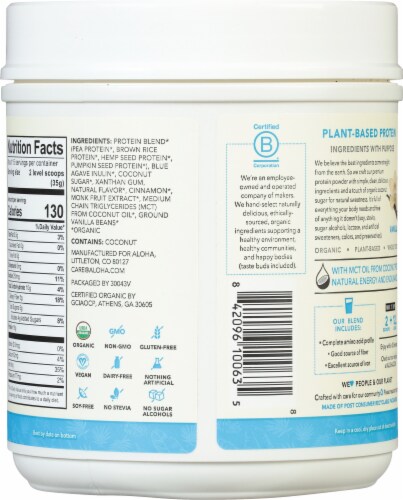 Aloha Organic Vanilla Protein Powder Perspective: back