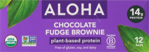 Aloha Organic Chocolate Fudge Brownie Protein Bars Case Perspective: back