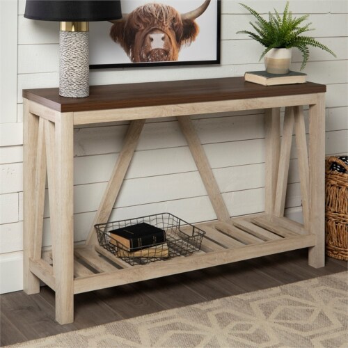 Walker Edison 52 A Frame Rustic Wood Entry Console Table in White Oak 1 Jay C Food Stores