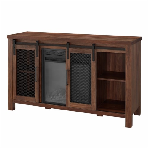 Dark walnut fireplace clearance tv stand