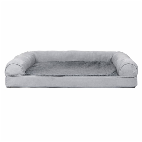 FurHaven Plush Suede Orthopedic Sofa Dog Bed Large Gray Large