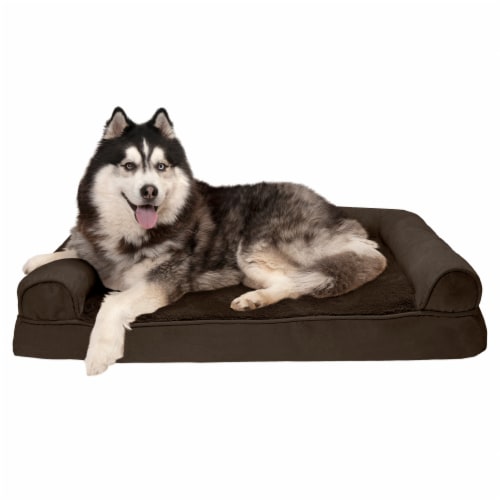 FurHaven Plush & Suede Memory Sofa Dog Bed|Jumbo, Espresso Perspective: back