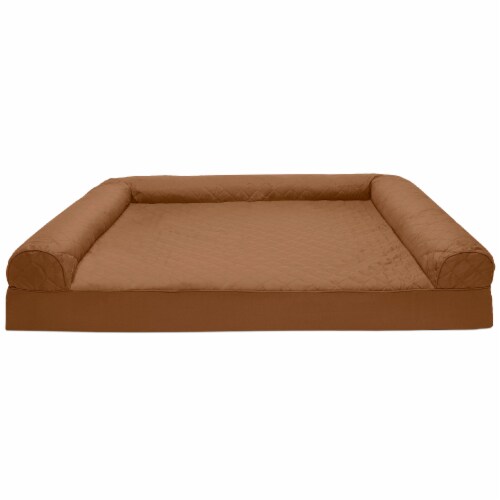 FurHaven Quilted Orthopedic Sofa Dog Bed Jumbo Plus Toasted Brown