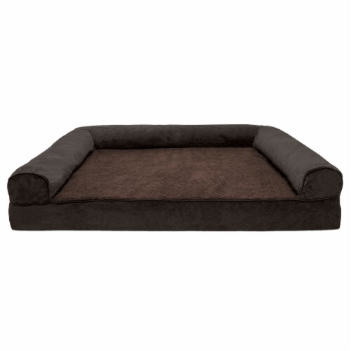 FurHaven Faux Fleece & Chenille Soft Woven Memory Sofa Dog Bed|Jumbo Plus, Coffee Perspective: back