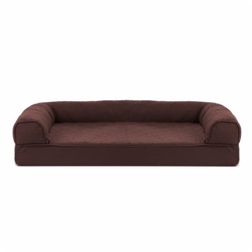 FurHaven Quilted Memory Sofa Dog Bed|Medium, Coffee Perspective: back