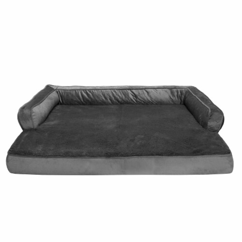 FurHaven Plush & Velvet Comfy Couch Cool Gel Sofa-Style Dog Bed|Jumbo, Dark Gray Perspective: back