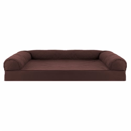 FurHaven Quilted Full Support Sofa Dog Bed|Jumbo, Coffee Perspective: back