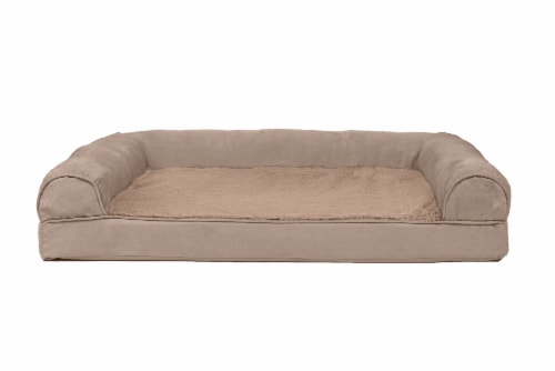 FurHaven Plush & Suede Orthopedic Sofa Dog Bed|Large, Almondine Perspective: back
