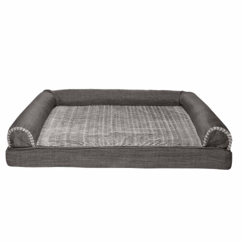 FurHaven Luxe Fur & Performance Linen Full Support Sofa Bed Sofa Bed|Jumbo, Charcoal Perspective: back