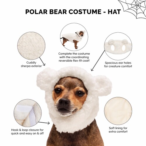 FurHaven Flex-Fit Pet Costume Hat - Polar Bear, L-XL Perspective: back