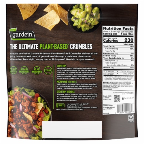 Gardein Ultimate Plant-Based Ground Be’F Crumbles Perspective: back