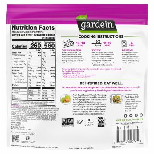 Gardein Plant-Based Mandarin Orange Crispy Chick'n Vegan Frozen Food Perspective: back