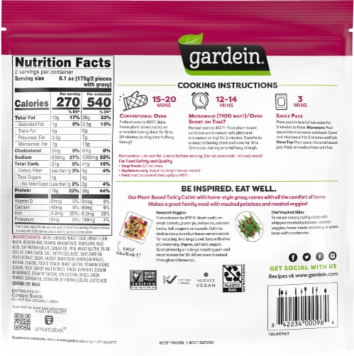 Gardein® Lightly Breaded Meat-Free Turk'y Cutlet with Homestyle Gravy Perspective: back
