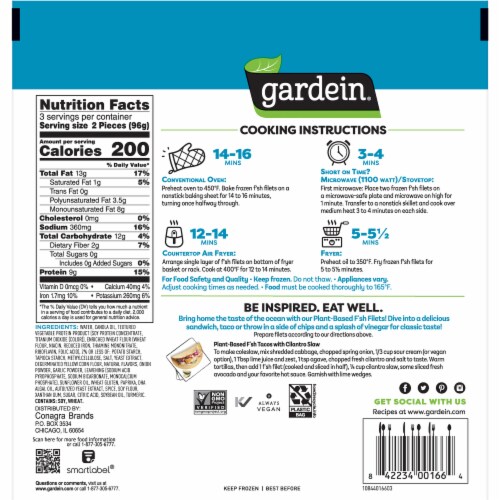 Gardein Vegan Frozen Golden Plant-Based Fishless Filets Perspective: back