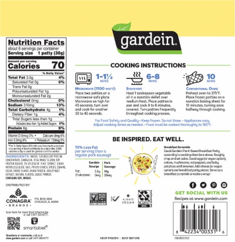 Gardein Original Breakfast Saus'age Patties Perspective: back