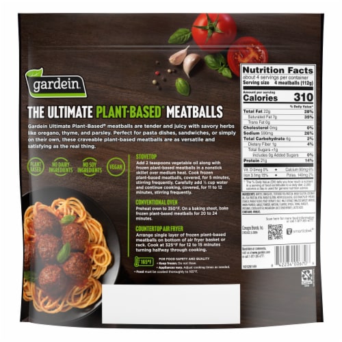 Gardein Ultimate Plant-Based Meatballs Frozen Meatballs Perspective: back