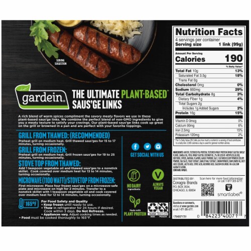 Gardein® Ultimate Plant-Based Saus'ge Bratwurst Perspective: back