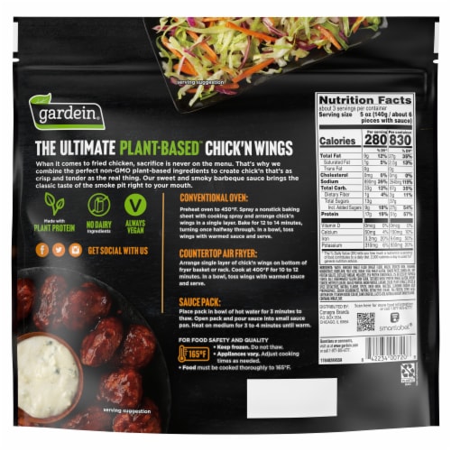 Gardein Ultimate Plant-Based Vegan Bbq Chick'n Wings Perspective: back