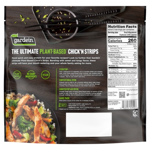 Gardein Ultimate Plant-Based Teriyaki Chick'n Strips Vegan Frozen Food Perspective: back